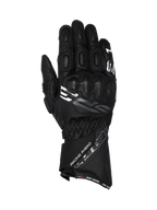 Alpinestars SP-3, czarne skórzane rękawice motocyklowe wyścigowe z długim mankietem i zintegrowaną ochroną kostek.