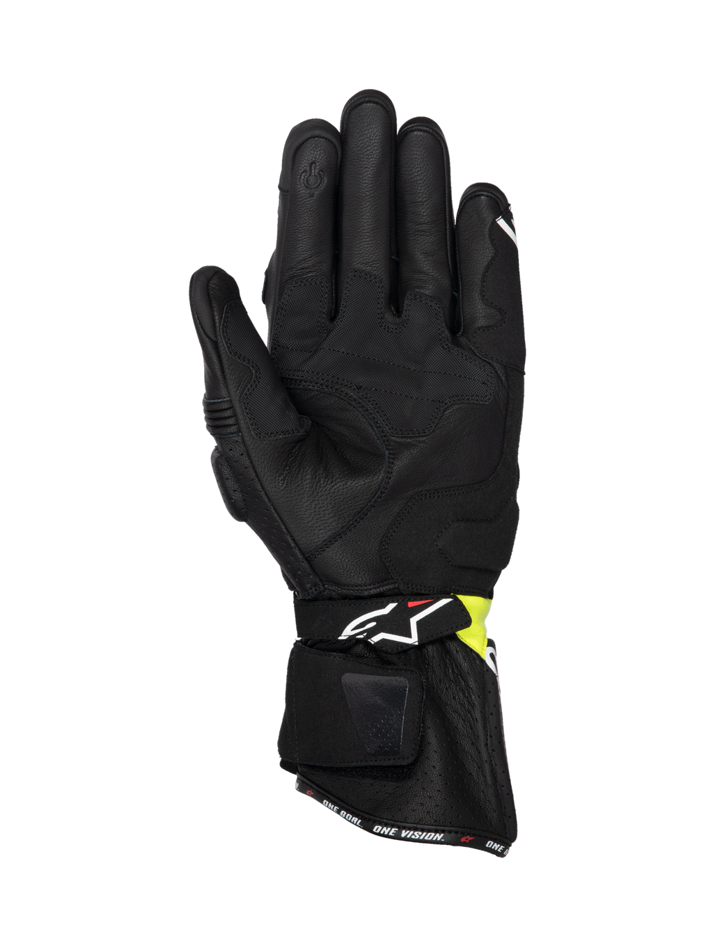 Alpinestars SP-3 Gloves, Men's Motorcycle Racing Gloves, Black and Yellow Fluo, premium goat leather with long cuff and touchscreen index finger, CE certified.