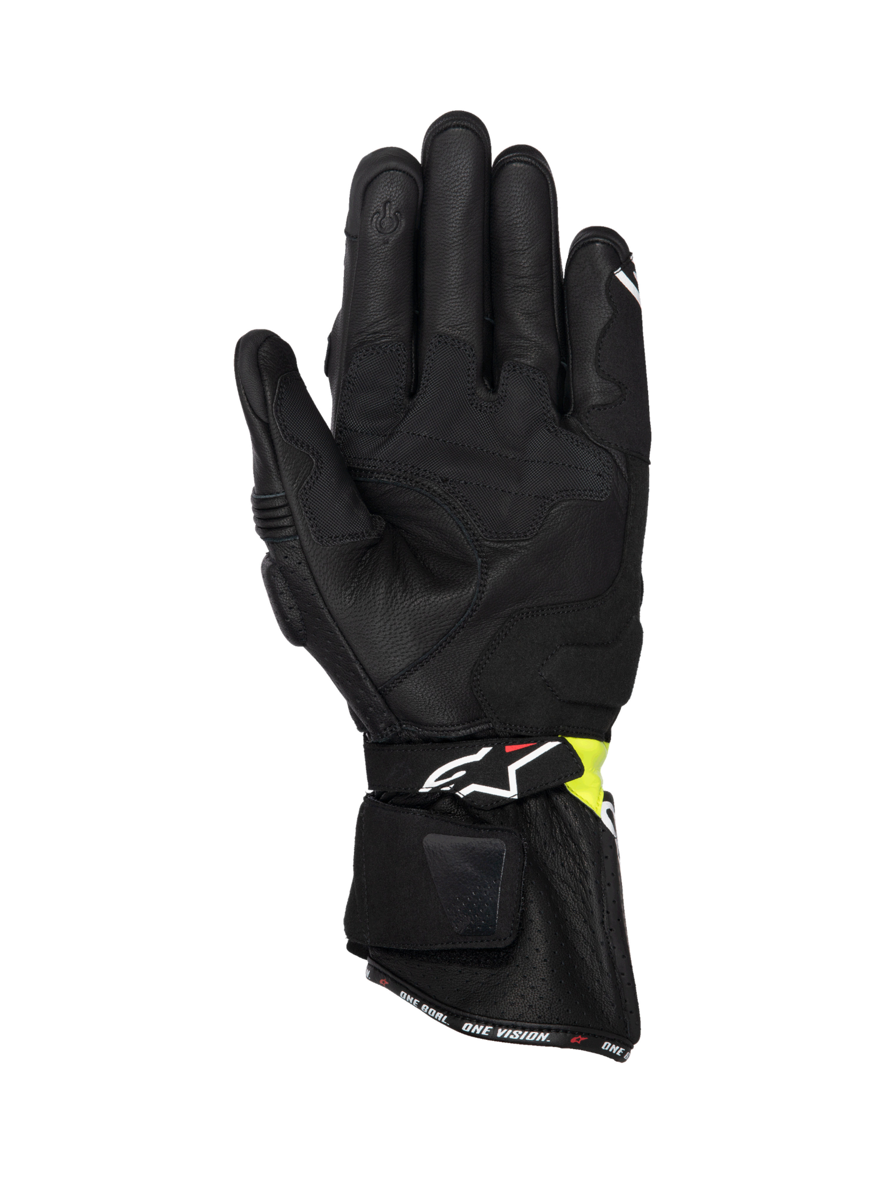 Alpinestars SP-3 Gloves, Men's Motorcycle Racing Gloves, Black and Yellow Fluo, premium goat leather with long cuff and touchscreen index finger, CE certified.