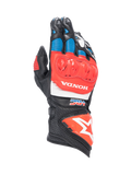 Alpinestars Rękawice Honda GP Pro R3, wyścigowe rękawice motocyklowe, czarne i czerwone, skóra z ochroną kostek DFS oraz logo Honda i HRC.