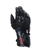 Alpinestars GP Pro R4 Gloves, men's black leather motorcycle racing gauntlet with DFS knuckle and cuff protection.