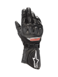 Alpinestars SP-8 V3 Air, czarne rękawice motocyklowe z perforowanej skóry i siatki mesh z ochroną kostek o podwójnej gęstości.