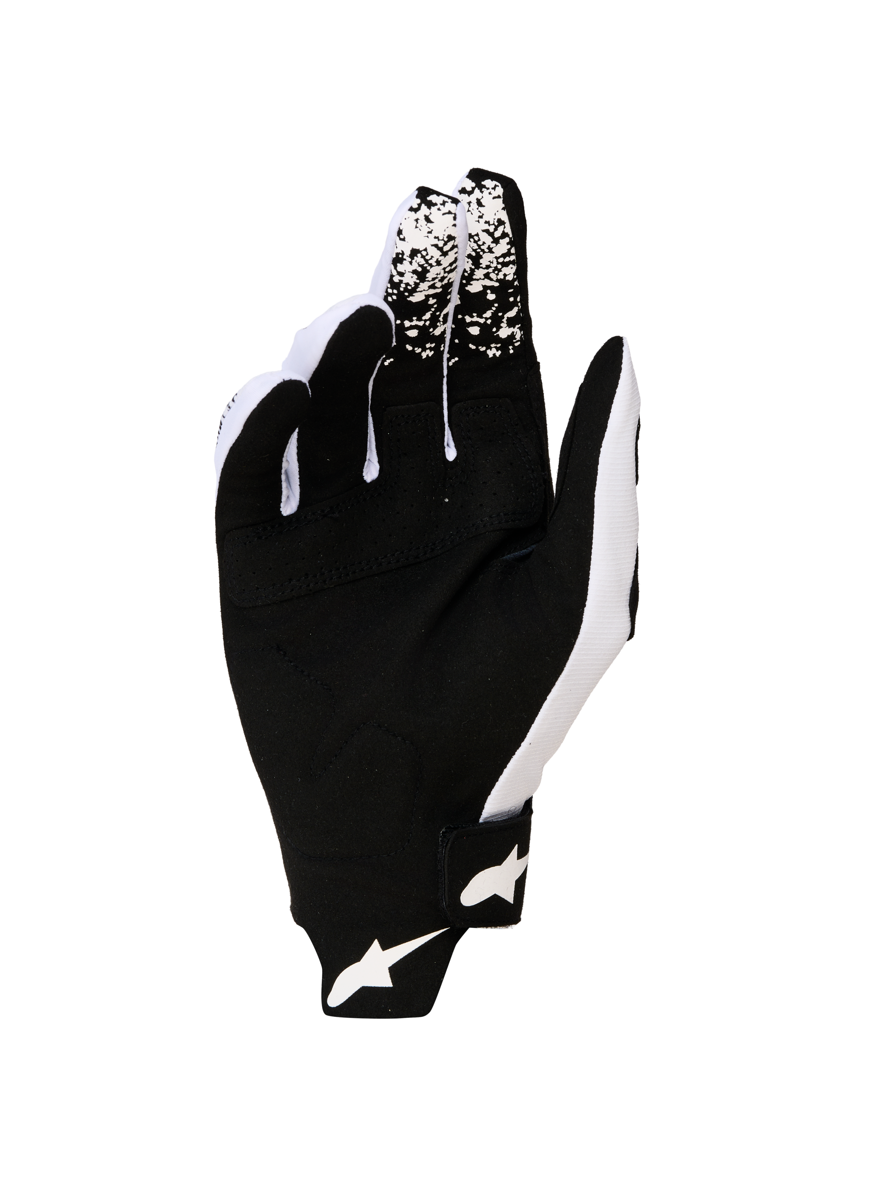 Alpinestars Techstar Gloves 2027, Men's Motocross Gloves, Black and White, featuring a durable synthetic suede palm.