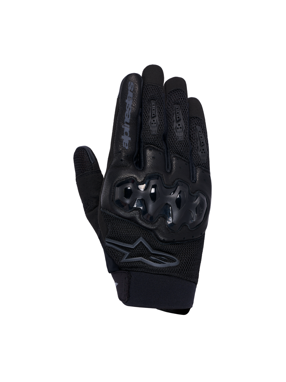 Alpinestars Rękawice Megawatt V2 Air, rękawice motocyklowe enduro, czarne, z ochraniaczem kostek Dynamic Friction Shield i oddychającą konstrukcją z siatki 3D, widok z przodu