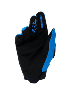 Rękawice Alpinestars Full Bore V2, rękawice motocrossowe, niebieskie (Ucla Blue) i czarne, widok od strony dłoni ze wzmocnionym syntetycznym zamszem, niebieskie silikonowe wzory na palcach, logo Alpinestars i wytrzymały neoprenowy mankiet