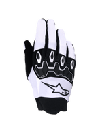 Alpinestars Full Bore V2 Gloves, rękawice motocrossowe, jasnoszare i czarne, czarny segmentowany ochraniacz kostek TPR, oddychająca tekstylna cholewka z logo gwiazdy, neoprenowy mankiet, zaprojektowane do jazdy off-road