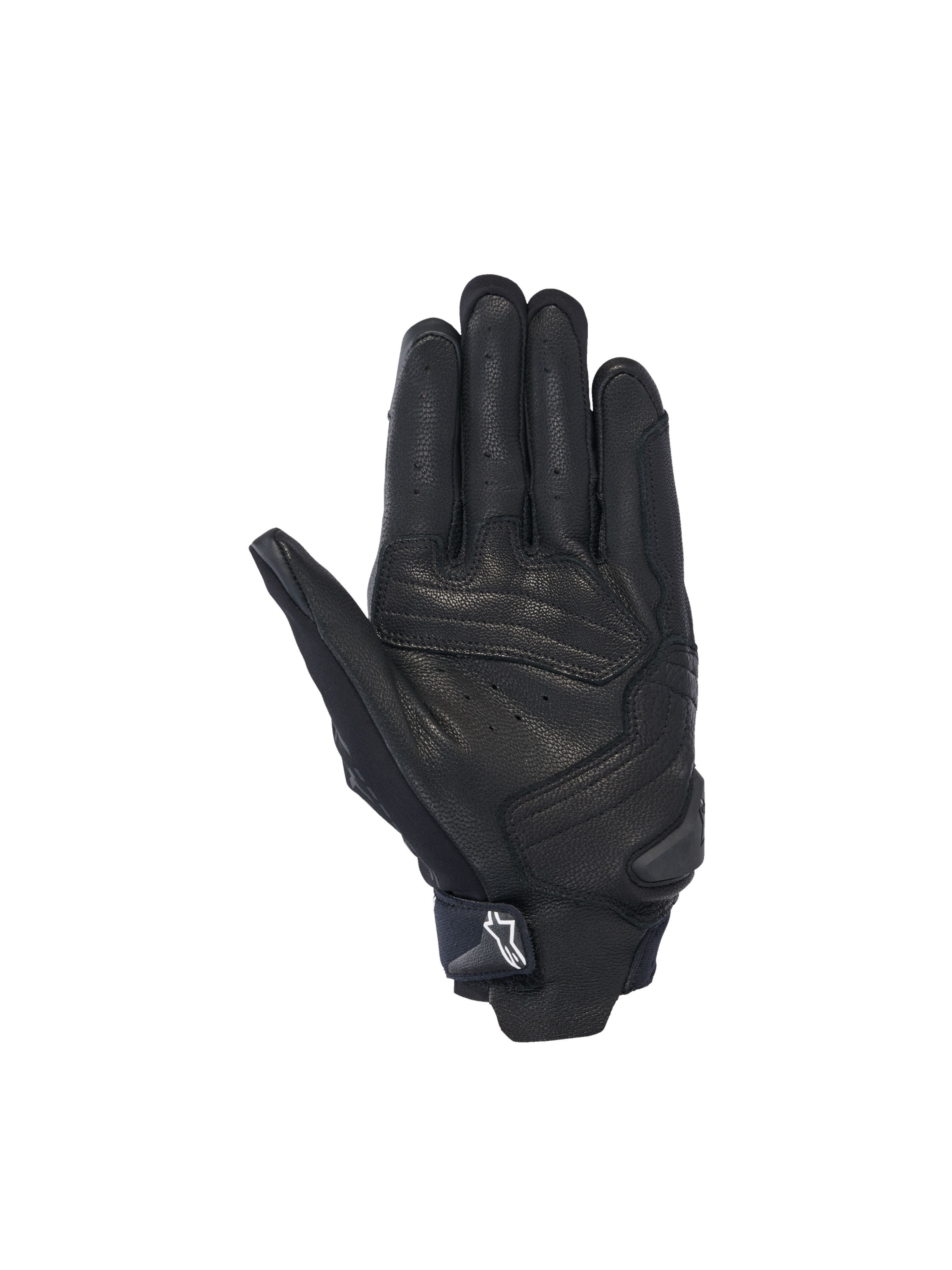 Alpinestars Rękawice SP X 7, męskie krótkie rękawice motocyklowe, czarne, perforowana skóra, ślizgacz dłoni i logo.