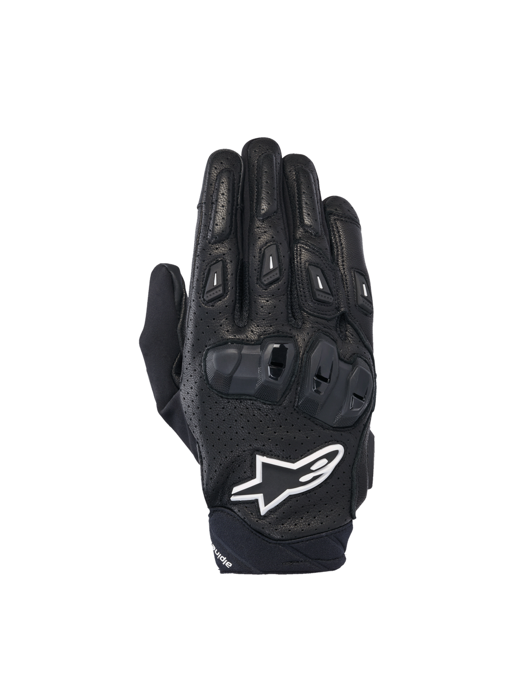 Alpinestars SP X 7, krótkie rękawice motocyklowe męskie, czarne i białe, perforowana skóra, ochraniacze kostek TPU, certyfikowane CE