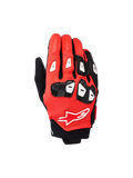 Alpinestars SP X 7 Gloves, krótkie wyścigowe rękawice motocyklowe, czarne, jaskrawoczerwone i białe, wykonane z perforowanej skóry, ochrona kostek i palców TPU, logo gwiazdy Alpinestars na wierzchu dłoni