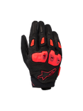 Alpinestars SP X 7 Gloves, krótkie sportowe rękawice motocyklowe, czarno-czerwone (Red Fluo), wykonane z perforowanej skóry, z ochraniaczami kostek TPU o podwójnej gęstości, ślizgaczami palców TPR i kompaktowym mankietem