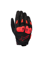 Alpinestars SP X 7 Gloves, krótkie sportowe rękawice motocyklowe, czarno-czerwone (Red Fluo), wykonane z perforowanej skóry, z ochraniaczami kostek TPU o podwójnej gęstości, ślizgaczami palców TPR i kompaktowym mankietem