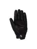 Alpinestars SP X 5 Air Gloves, Motorcycle Gloves, Black, palm view featuring perforated leather, reinforced palm sliders, and adjustable wrist strap with white star logo, sporty protective gear