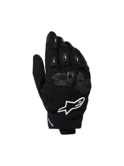 Alpinestars SP X 5 Air Gloves, Motorcycle Racing Gloves, Black with White Logo, featuring 3D mesh construction, TPU knuckle protection, and finger sliders
