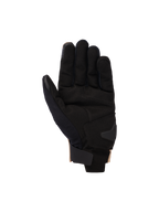 Alpinestars 2025 Reef V2 Gloves, rękawice motocyklowe, Sand Black, widok od wewnętrznej strony dłoni pokazujący syntetyczny zamsz z wyściełanym wzmocnieniem, krótki mankiet z zapięciem na rzep oraz końcówki palców kompatybilne z ekranami dotykowymi