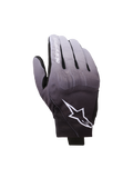 Rękawice Alpinestars Reef V2, rękawice motocyklowe, szaro-czarny gradient, białe logo gwiazdy i nazwa marki na palcu wskazującym, krótki mankiet, miejski design z ochroną kostek TPU i elastycznym materiałem tekstylnym