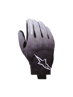 Rękawice Alpinestars Reef V2, rękawice motocyklowe, szaro-czarny gradient, białe logo gwiazdy i nazwa marki na palcu wskazującym, krótki mankiet, miejski design z ochroną kostek TPU i elastycznym materiałem tekstylnym