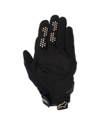 Alpinestars Chrome V2 Gloves, miejskie rękawice motocyklowe, czarno-migdałowe, widok od wewnętrznej strony dłoni, dłoń z syntetycznego zamszu, silikonowe punkty przyczepności na palcach wskazującym i środkowym, krótki mankiet z regulowanym paskiem i logo