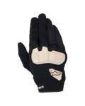 Alpinestars Chrome V2 Gloves, rękawice motocyklowe, czarne z akcentami w kolorze Almond, widok z góry pokazujący ochronę kostek z TPU, konstrukcja z siatki i elastycznej tkaniny, panele harmonijkowe na palcach