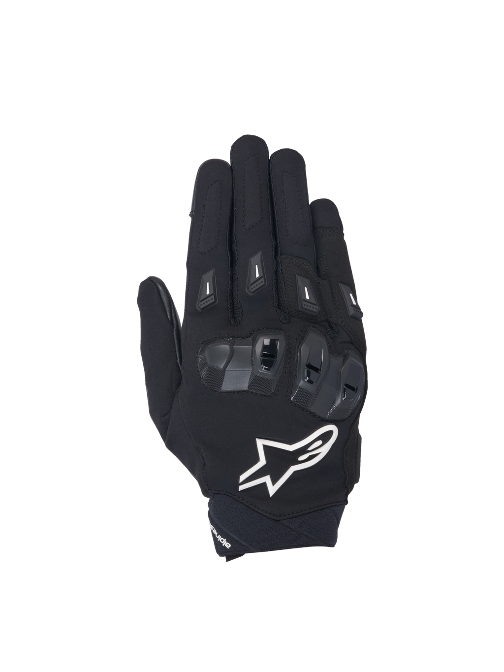 Alpinestars SP X 3, męskie rękawice motocyklowe wyścigowe, czarne i białe, z twardą ochroną kostek TPU, oddychającymi panelami z siatki 3D i białym logo Astars.