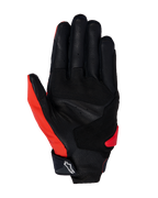 Rękawice Alpinestars SP X 3, rękawice motocyklowe, jasnoczerwone, czarne i białe, widok dłoni z perforowaną skórą, syntetycznymi nakładkami poprawiającymi chwyt i opuszkami palców kompatybilnymi z ekranami dotykowymi, wytrzymały sprzęt sportowy i wyścigowy