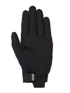 Rękawice Alpinestars MM93 Reef V2, rękawice motocyklowe, czarne wnętrze dłoni z syntetycznego zamszu ze wzmocnionymi szwami, logo MM93 na pasku nadgarstkowym, smukła konstrukcja z krótkim mankietem do jazdy miejskiej