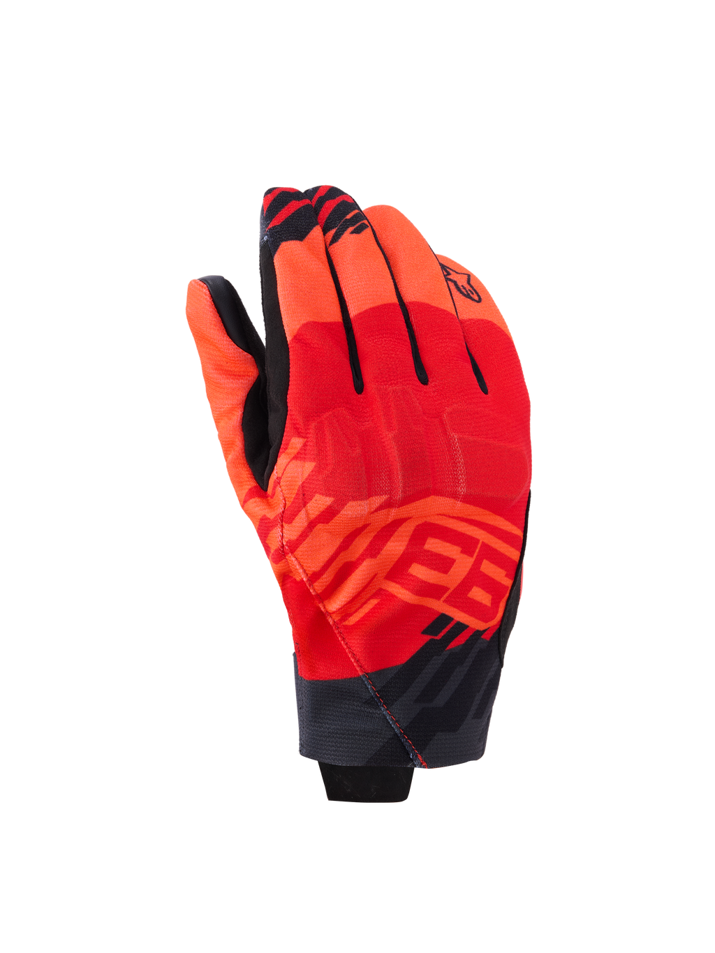 Rękawice Alpinestars MM93 Reef V2, motocyklowe rękawice z krótkim mankietem, jaskrawoczerwone i jasnoczerwone z czarnymi akcentami, grafiki Marca Marqueza MM93 i zintegrowana ochrona kostek, nowoczesny miejski design