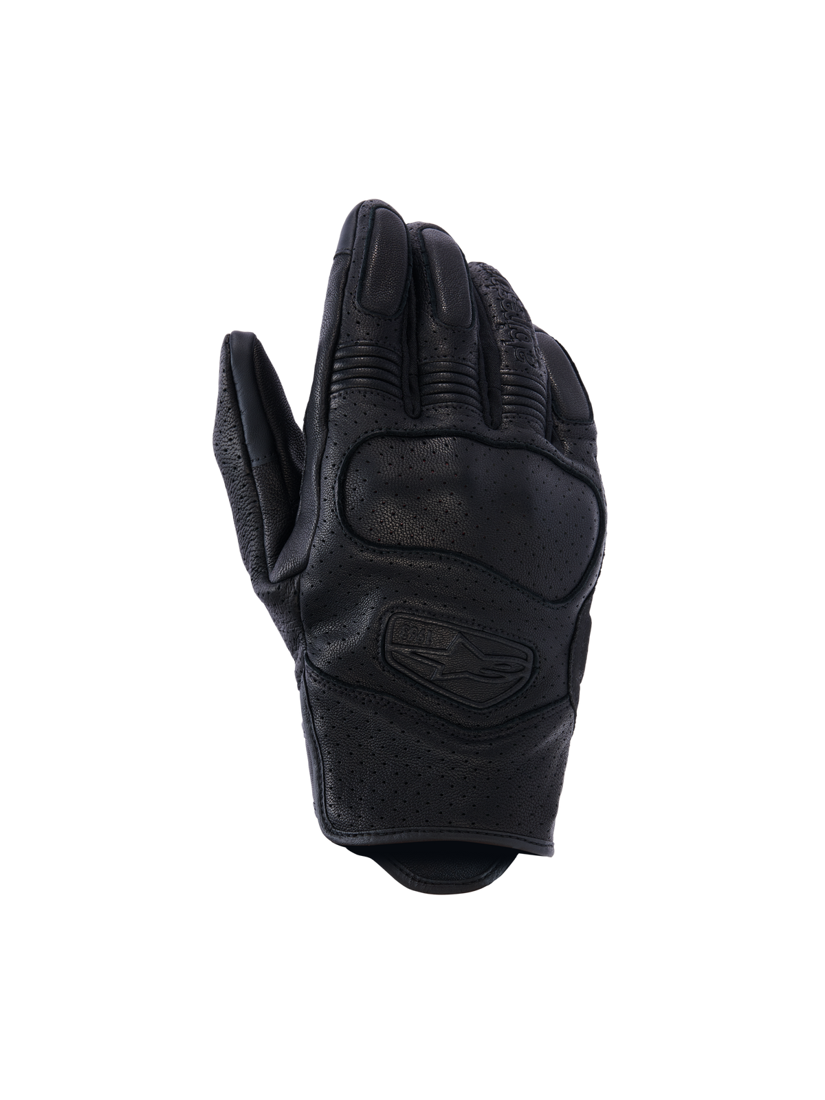 Alpinestars Mustang V3 Leather Gloves, skórzane rękawice motocyklowe, czarne, konstrukcja z perforowanej skóry koziej, zintegrowana ochrona kostek NUCLEON PLASMA, krótki mankiet do jazdy miejskiej