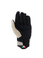 Alpinestars Tracker Gloves, miejskie rękawice motocyklowe, kolor aluminium i czarny, widok od strony dłoni przedstawiający konstrukcję z syntetycznego zamszu z wyściełanymi wzmocnieniami, perforowany skórzany mankiet i krótki mankiet