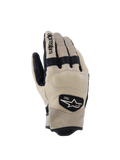 Alpinestars Tracker Gloves, rękawice motocyklowe, beżowe i czarne, perforowana skóra, czarne elastyczne wstawki harmonijkowe, naszywka z logo heritage 1963, miejski styl odzieży roboczej