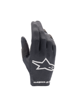 Rękawice Alpinestars Radar 2025, lekkie męskie rękawice motocrossowe, czarno-białe, elastyczny grzbiet dłoni.