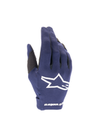 Alpinestars 2025 Radar Motocross Gloves, Men's, Night Navy and White, lightweight stretch textile with a star logo.