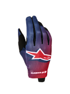 Alpinestars Rękawice Radar 2027, męskie rękawice motocrossowe, czerwono-niebieski gradient, duże logo z gwiazdą, lekkie.