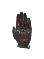 Rękawice Alpinestars Honda SMX-2 Air Carbon V2, czarne i czerwone męskie rękawice motocyklowe, karbonowa ochrona kostek.