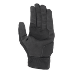 Alpinestars Stated Air Gloves, czarne, widok wnętrza dłoni, miękka tekstura syntetycznego zamszu, wzmocnienia z zygzakowatymi szwami dla lepszego chwytu, wyściełana ochrona nasady dłoni, żebrowany elastyczny mankiet