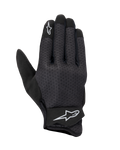 Rękawice Alpinestars Stated Air, rękawice motocyklowe, czarne, siatkowy wierzch dłoni zapewniający maksymalną wentylację, białe logo gwiazdy na palcu wskazującym i pasku na nadgarstku, regulowane zapięcie na rzep, lekki materiał syntetyczny, opływowy miejski design