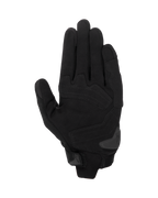 Alpinestars SP X 1 Gloves, czarne rękawice motocyklowe, widok od strony dłoni przedstawiający konstrukcję ze skóry syntetycznej ze wzmocnionymi strefami uderzenia, ślizgacz dłoni TPR i kompaktowe zapięcie mankietu.