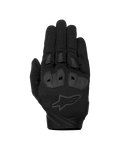 Alpinestars SP X 1 Gloves, czarne wyścigowe rękawice motocyklowe, wierzch dłoni z teksturowanej elastycznej tkaniny, czarne logo z gwiazdą, zintegrowane ochraniacze kostek TPR i slidery na palcach, trwała sportowa konstrukcja