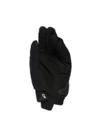 Alpinestars SP X 1 Gloves, czarne, widok od strony dłoni prezentujący konstrukcję ze skóry syntetycznej dla przyczepności, slider dłoni TPR dla ochrony przed uderzeniami, regulowany mankiet z białym logo Alpinestars, sportowy sprzęt motocyklowy