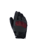 Alpinestars Mogress Airflow Gloves, rękawice motocyklowe, czarno-czerwone, widok wierzchu dłoni z czerwoną siatkową ochroną kostek, oddychające panele z siatki 3D, krótki mankiet z zapięciem na rzep, miejski styl jazdy