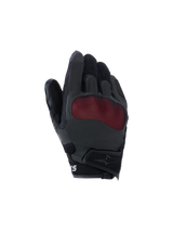 Alpinestars Mogress Airflow Gloves, rękawice motocyklowe, czarne z czerwonymi panelami mesh, wzmocnione obszary ochronne, perforacje zapewniające oddychalność, teksturowane palce dla lepszego chwytu, logo na nadgarstku