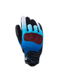 Alpinestars Mogress Airflow Gloves, rękawice motocyklowe, cieniowany niebieski i czarny, z czerwonym przezroczystym ochraniaczem kostek, oddychający perforowany grzbiet dłoni z panelami z siatki 3D, krótki mankiet z regulowanym paskiem, design do jazdy miejskiej