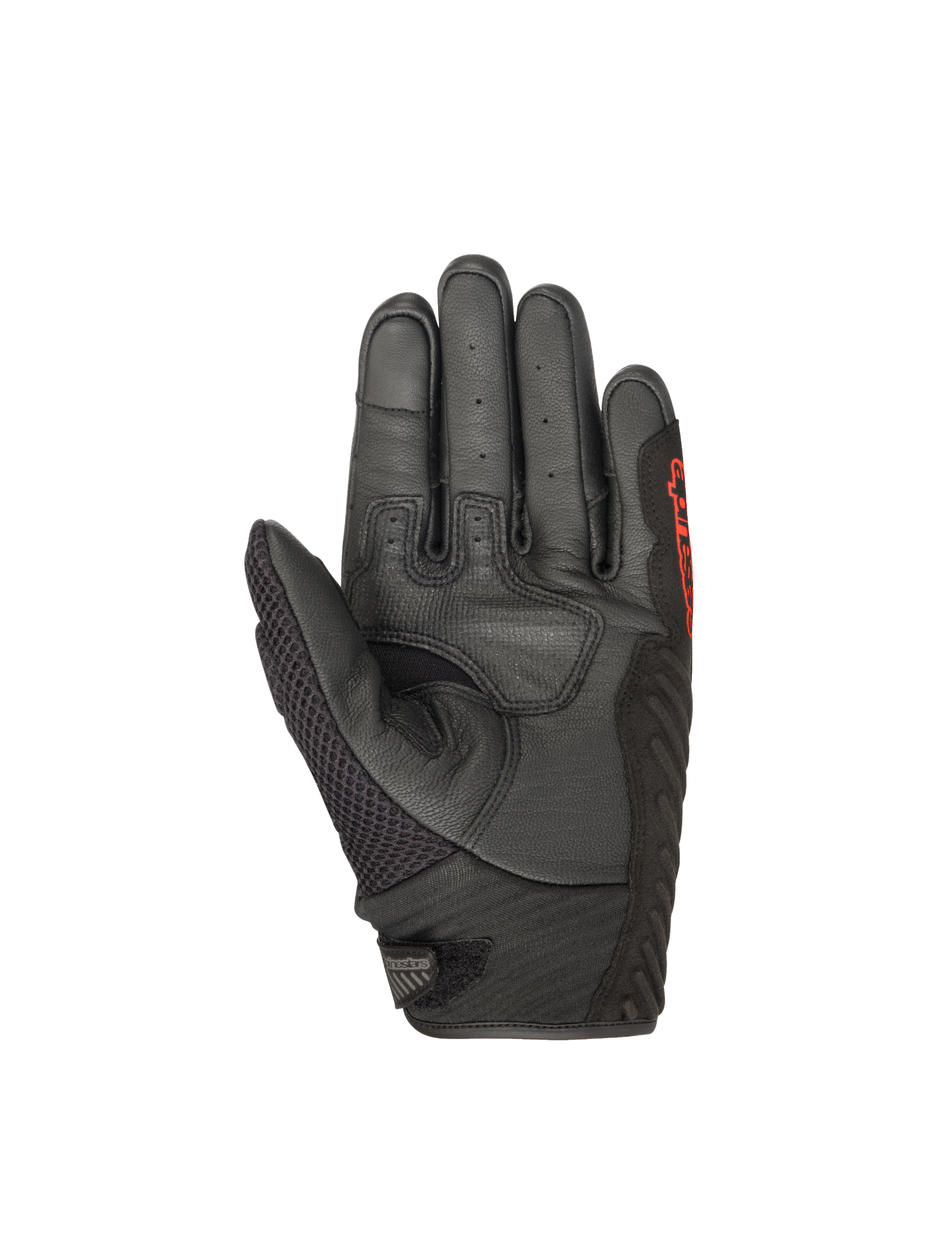 Rękawice motocyklowe Alpinestars SMX-1 Air V2, czarno-czerwone, ze wzmocnioną skórzaną dłonią do jazdy sportowo-szosowej.