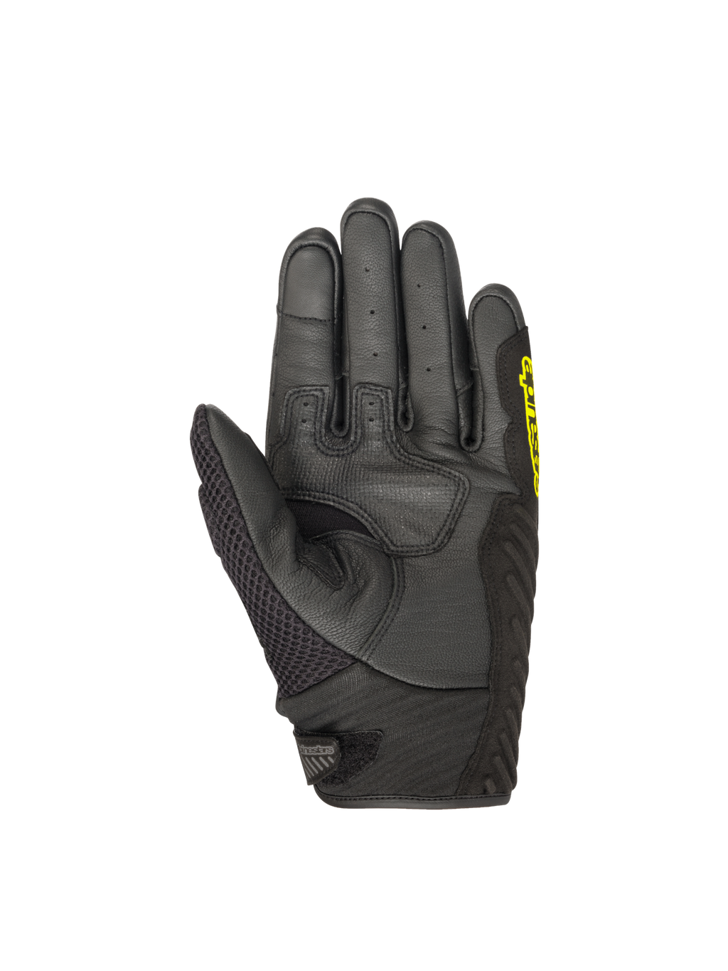 Alpinestars SMX-1 Air V2 Men's Gloves, black and yellow fluo motorcycle gloves with a reinforced leather palm.