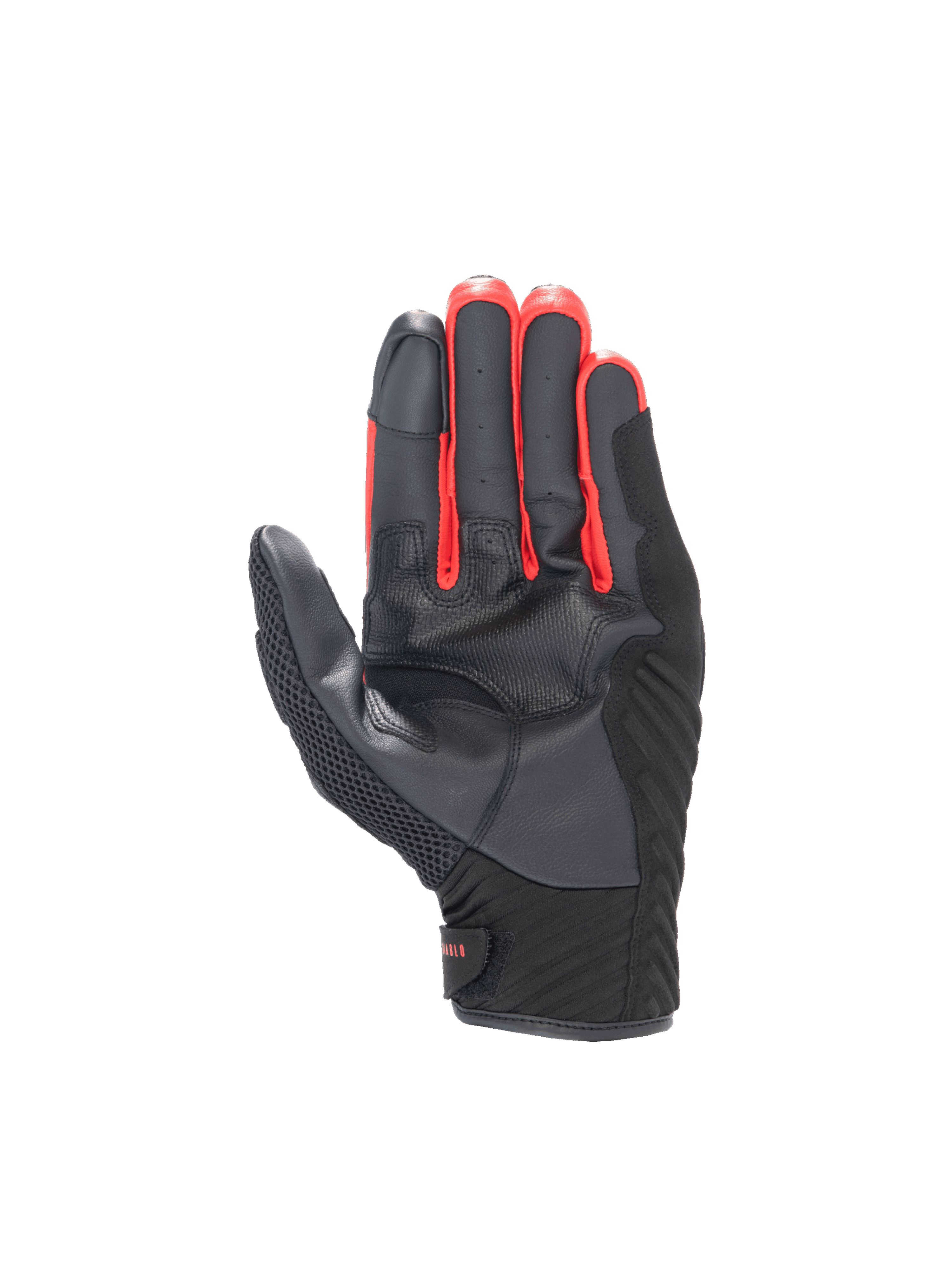 Alpinestars FQ20 SMX-1 Air V2 Monster, męskie skórzane rękawice motocyklowe, czarne i czerwone, widok na dłoń i chwyt.