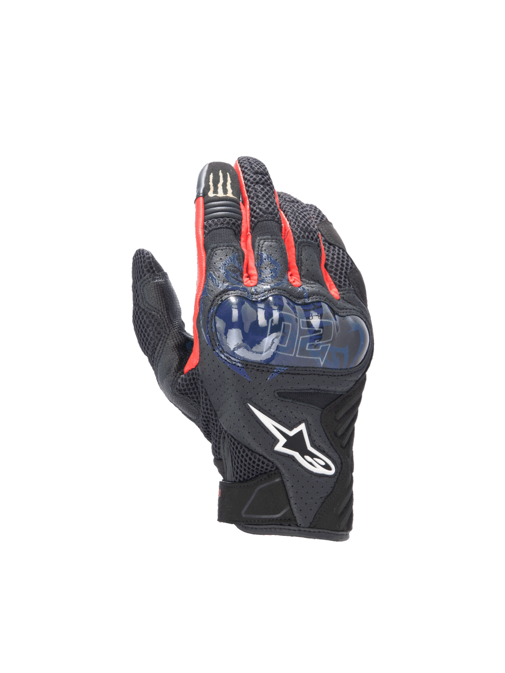 Alpinestars FQ20 SMX-1 Air V2 Monster, rękawice motocyklowe, czarno-niebieskie, twarda ochrona kostek, skóra i siatka