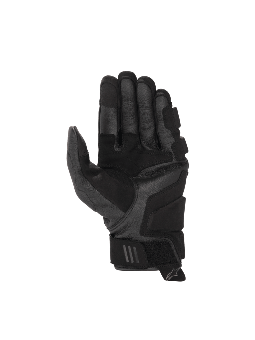 Alpinestars Phenom Leather Air, czarne rękawice motocyklowe ze skóry koziej, widok dłoni ze wzmocnionymi strefami kontaktu.