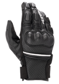 Alpinestars Phenom Leather Air Gloves, krótkie rękawice motocyklowe, czarne z cienkim białym paskiem, wykonane z perforowanej skóry koziej, twardy ochraniacz kostek, wyściełane palce