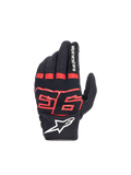 Alpinestars rękawice MM93 Losail V2, czarne i czerwone fluo, miejskie, z twardą ochroną kostek i logo Marc Marquez 93