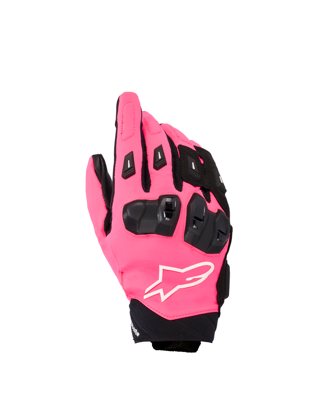 Alpinestars Stella SP X 3, damskie sportowe rękawice motocyklowe, kolor Diva Pink i czarny, z czarnym ochraniaczem kostek TPU, detalami z białym logo i tekstylną konstrukcją z krótkim mankietem