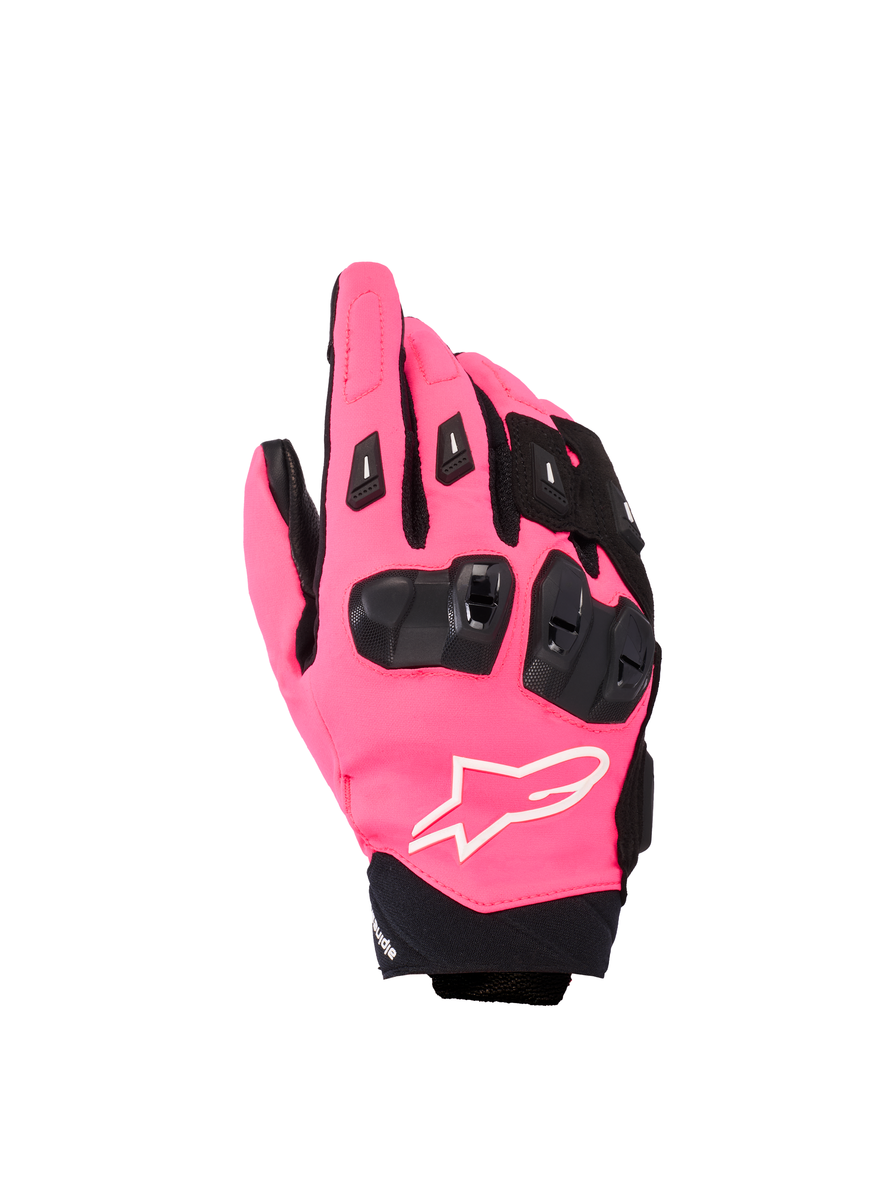 Alpinestars Stella SP X 3, damskie sportowe rękawice motocyklowe, kolor Diva Pink i czarny, z czarnym ochraniaczem kostek TPU, detalami z białym logo i tekstylną konstrukcją z krótkim mankietem